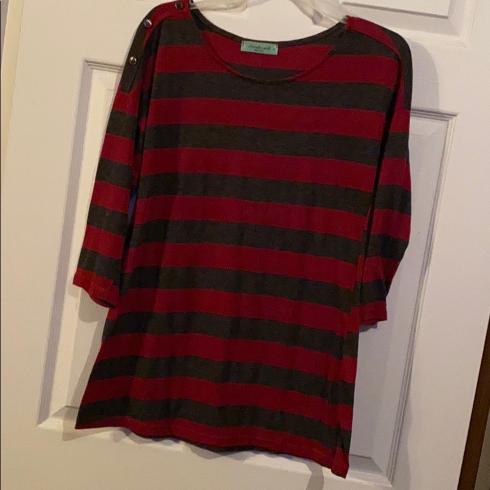 Red/gray stripe shirt
